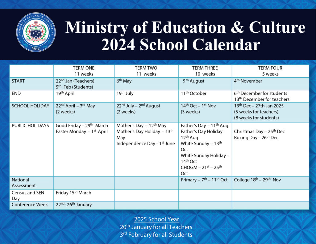 School Calendar Ministry Of Education And Culture School Calendar Ministry Of Education And Culture